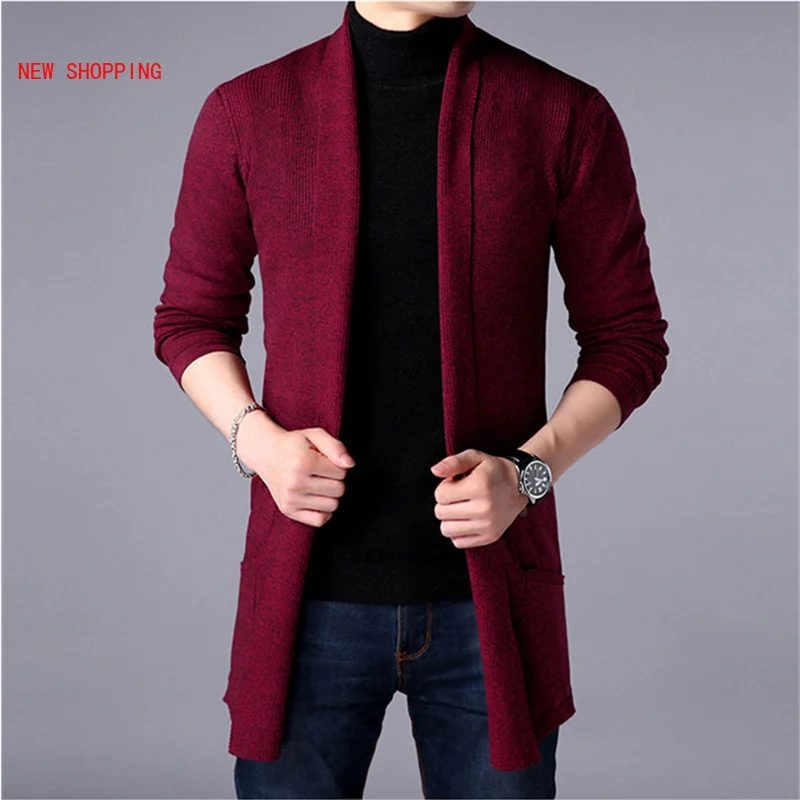 Fashion Sweater Coats Men New Autumn Men's Slim Long Solid Color Knitted Jacket Fashion Men's Casual Thin Sweater Cardigan Coats