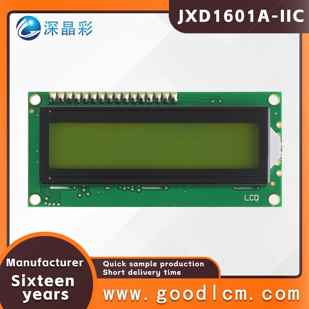 Отличный интерфейс IIC/I2C 16*1 линейный символьный экран JXD1601A-IIC 1601 STN зеленый