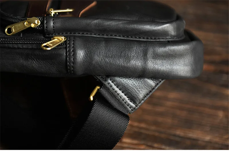 Outdoor daily natural genuine leather men's chest bag handmade weekend leisure luxury real cowhide youth sports cross-body bag