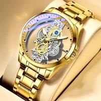 2022 transparent fashion diamond luminous gear movement royal design men top brand luxury male mechanical skeleton wrist watch