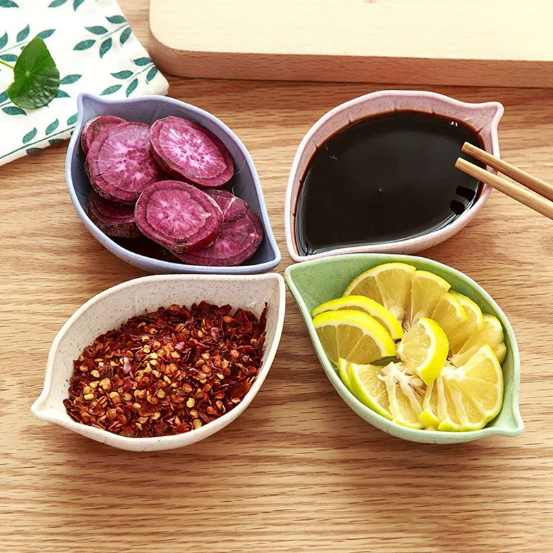 4 Тарелки в Форме Пшеничных Листьев Тарелка для обмакивания Для приправ Боковая