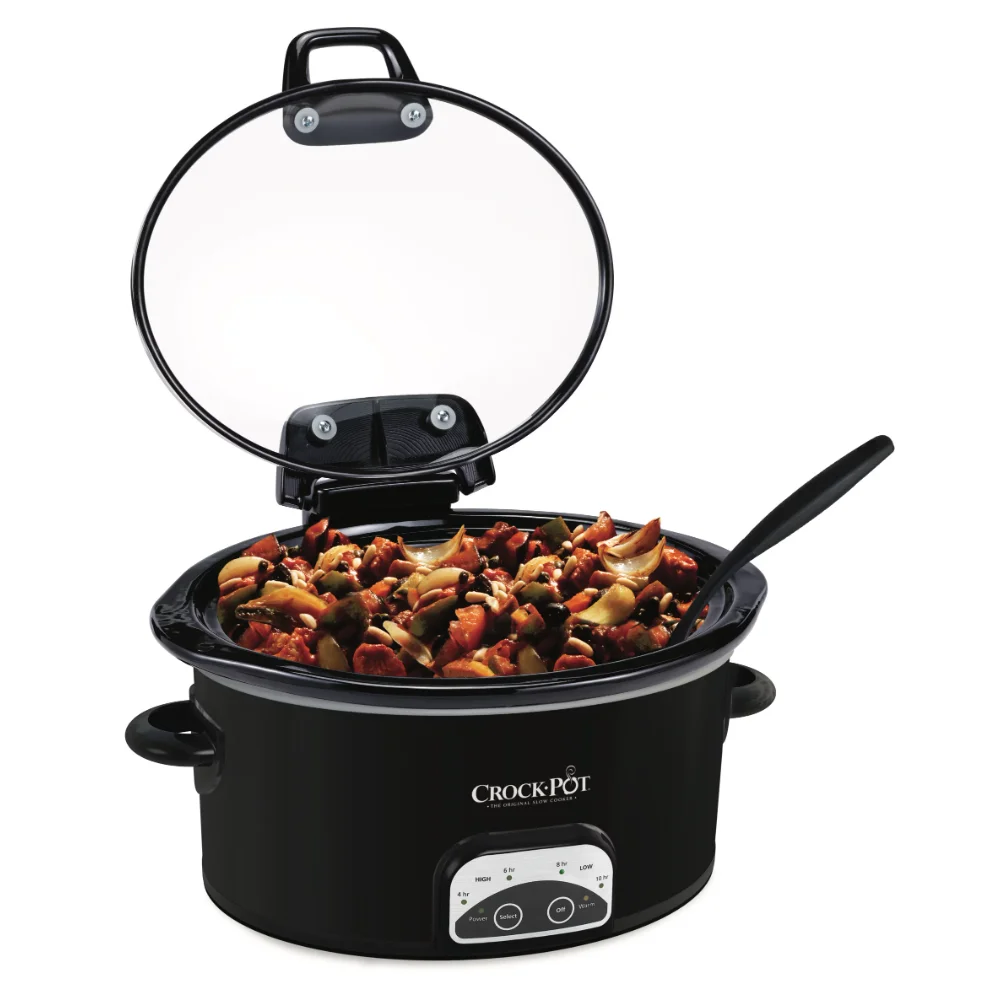 

4.5-Quart Lift & Serve Hinged Lid Slow Cooker, One-Touch Control, Black