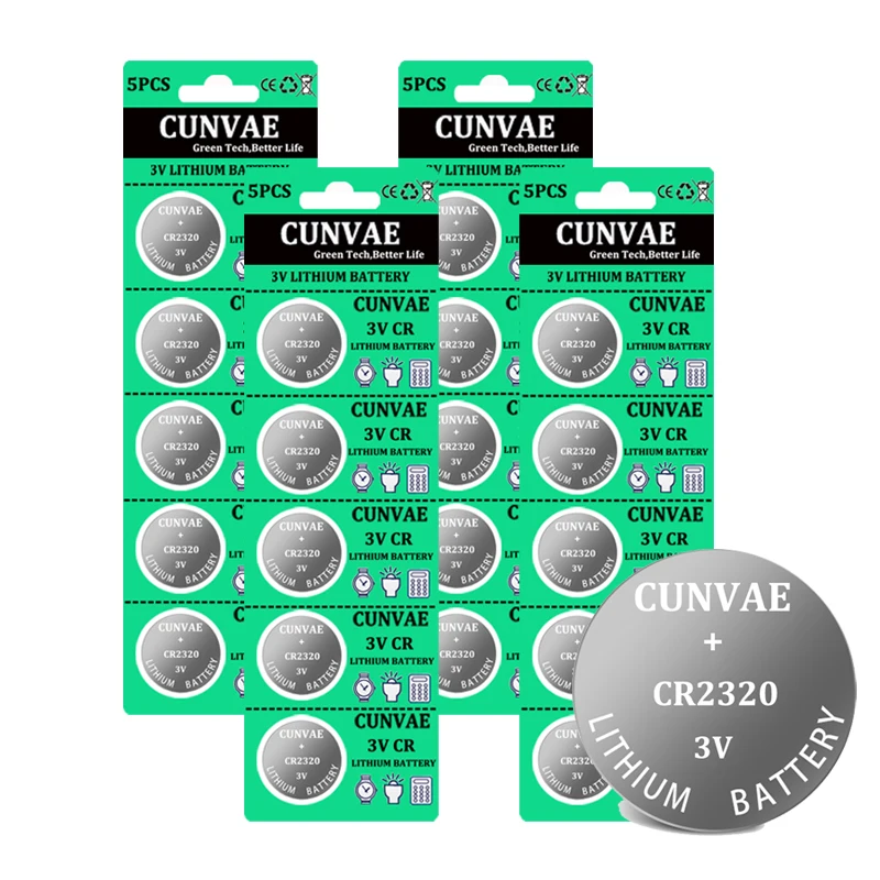 

20Pcs/4Cards CR2320 CR 2320 DL2320 LM2320 BR2320 3V Lithium Battery For Watch Toy Remote Control Button Cell Coin