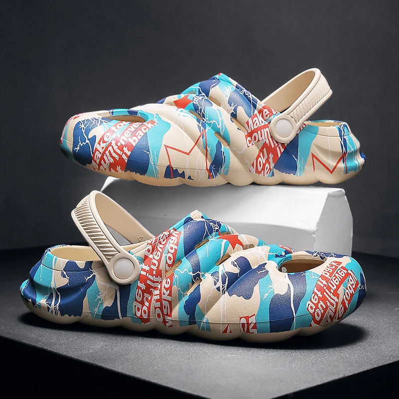 

Summer Fashion Printed Men's Platform Clogs Big Size 46 Soft Beach Sandals Men Flats Non-slip Eva Slippers for Men Zuecos Hombre