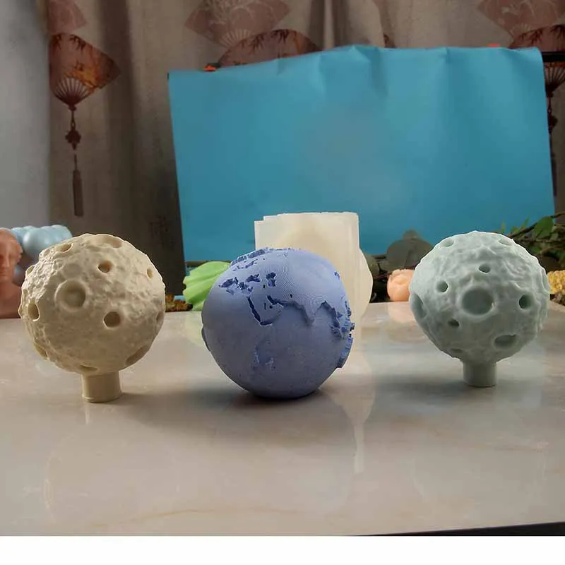 

Силиконовая форма для свечей в форме 3d-земли и Луны, силиконовая форма для эпоксидного гипса, формы для свечей для изготовления свечей