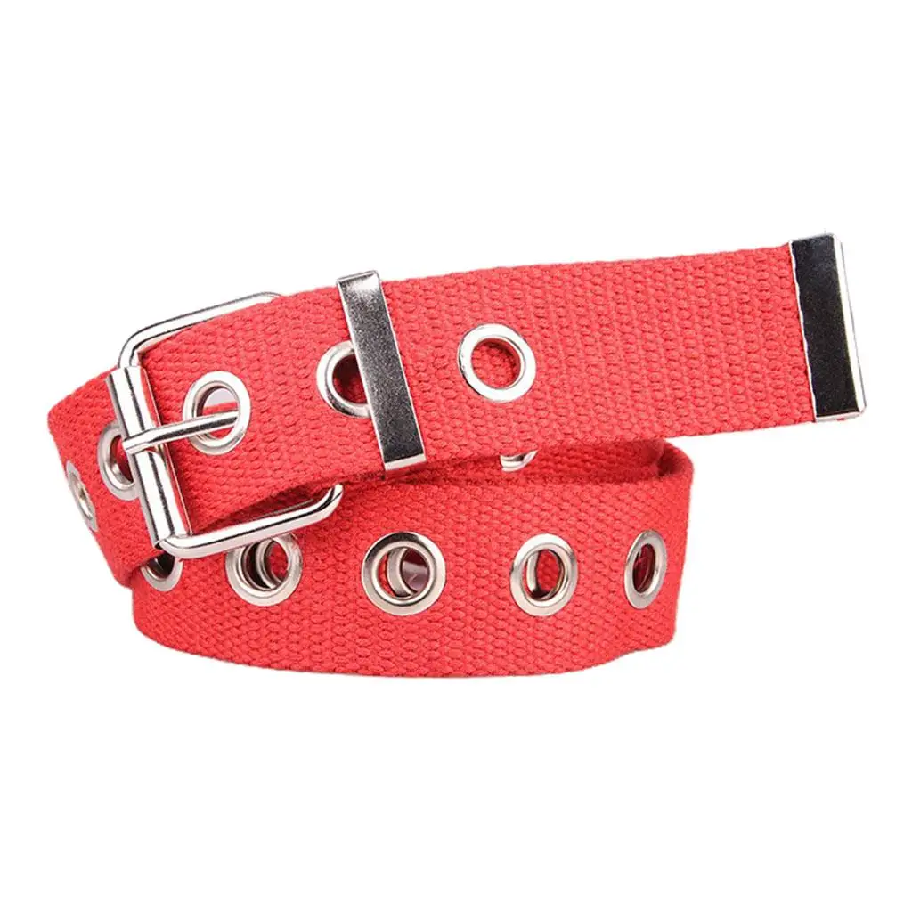 

Canvas Web Belts For Men Casual Hole Grommet Belt Woven Fabric
