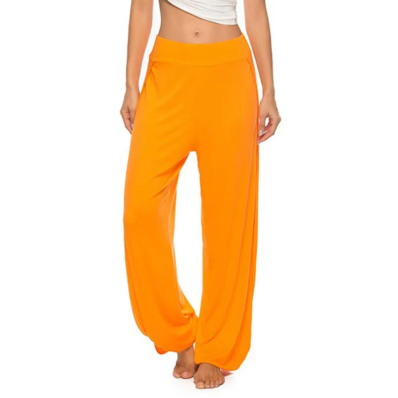 Женские свободные повседневные штаны для йоги однотонные спортивные шаровары с