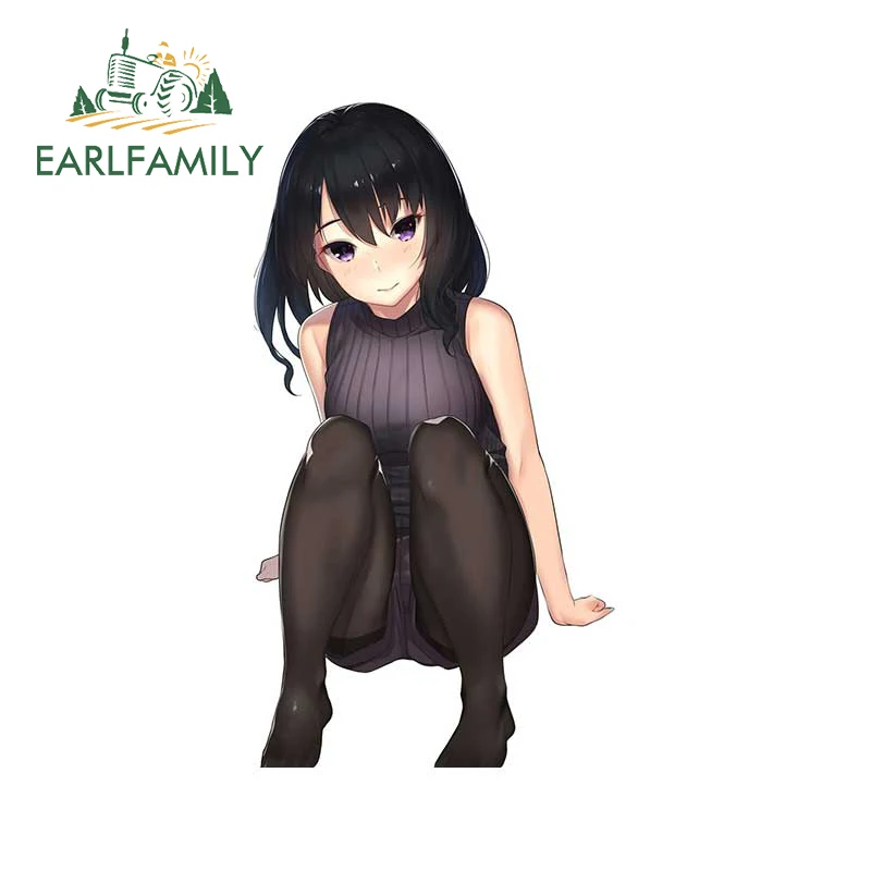

EARLFAMILY, 13 см x 7,1 см для аниме-девушки, креативные автомобильные наклейки, солнцезащитные водонепроницаемые фотообои, стильные автомобильные ...