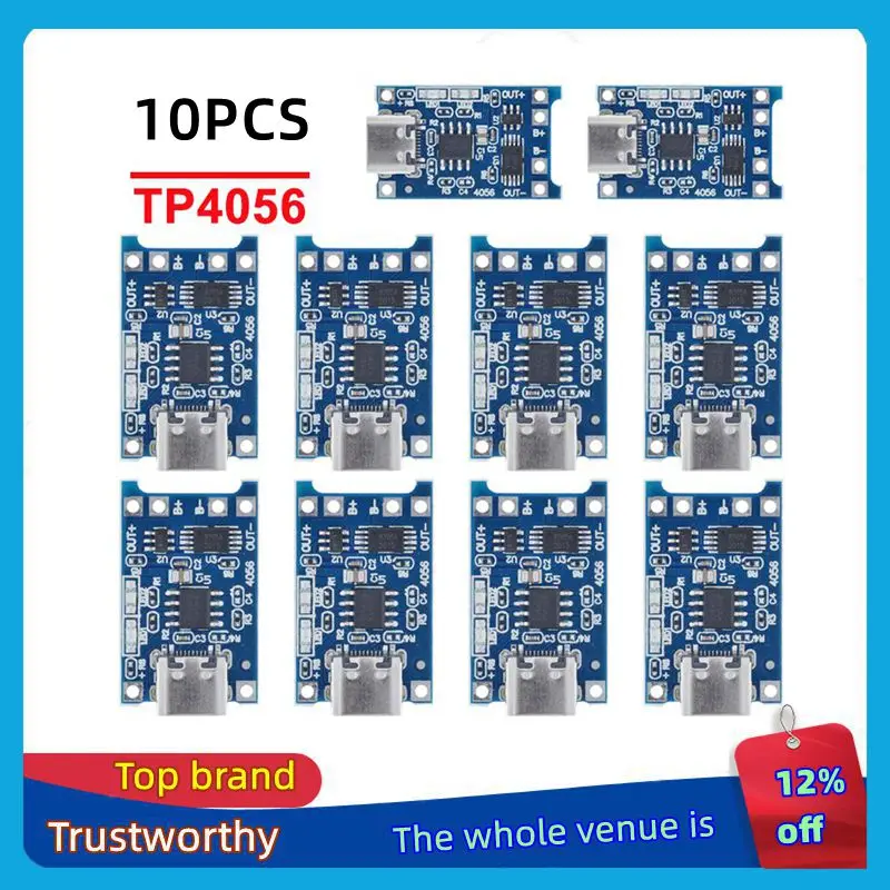 10 шт. 5 В 1 A 18650 TP4056 Модуль зарядного пристрою для літієвої батареї Плата зарядки із захистом Подвійні функції 1 A Li-ion