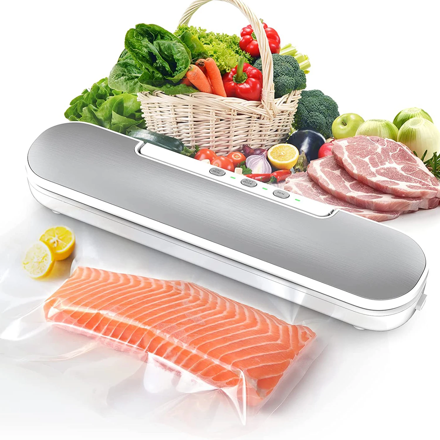 Best Food Vacuum Sealer 220V/110V Automatic Commercial Household Food Vacuum Sealer Packaging Machine Include 15Pcs Bags