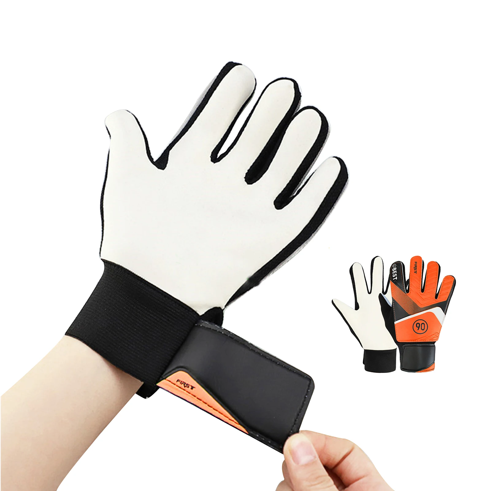 Guantes de portero para niños y jóvenes, guantes de fútbol profesional con correa de muñeca ajustada, protección completa de dedos