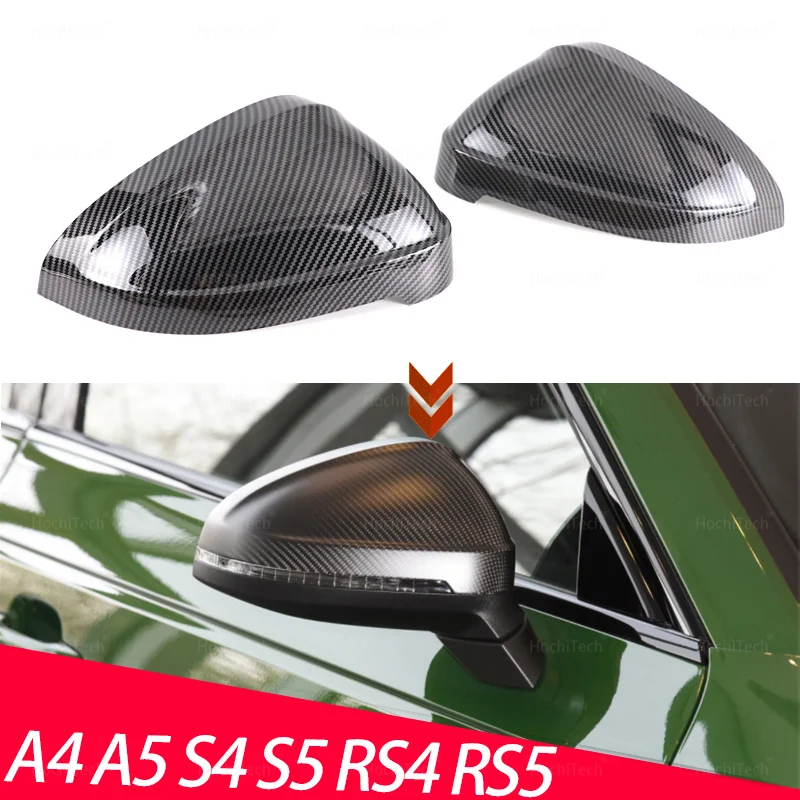 Rearview Mirror Cover Cap Carbon Fiber Silver for Audi A4 A5 S4 S5 RS4 RS5 B9 8W A RS S 4 5 Sedan Saloon Avant Quattro 2017-2023