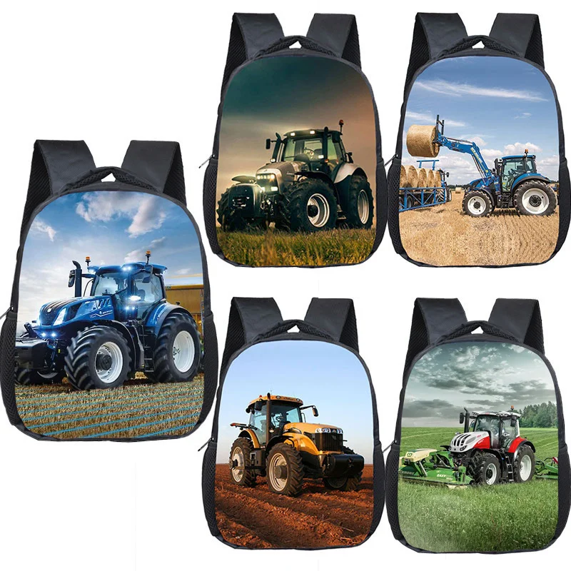 

Детский рюкзак с принтом, школьные ранцы для мальчиков и девочек, подарочные сумки для книг с фермерским принтом и принтом трактора