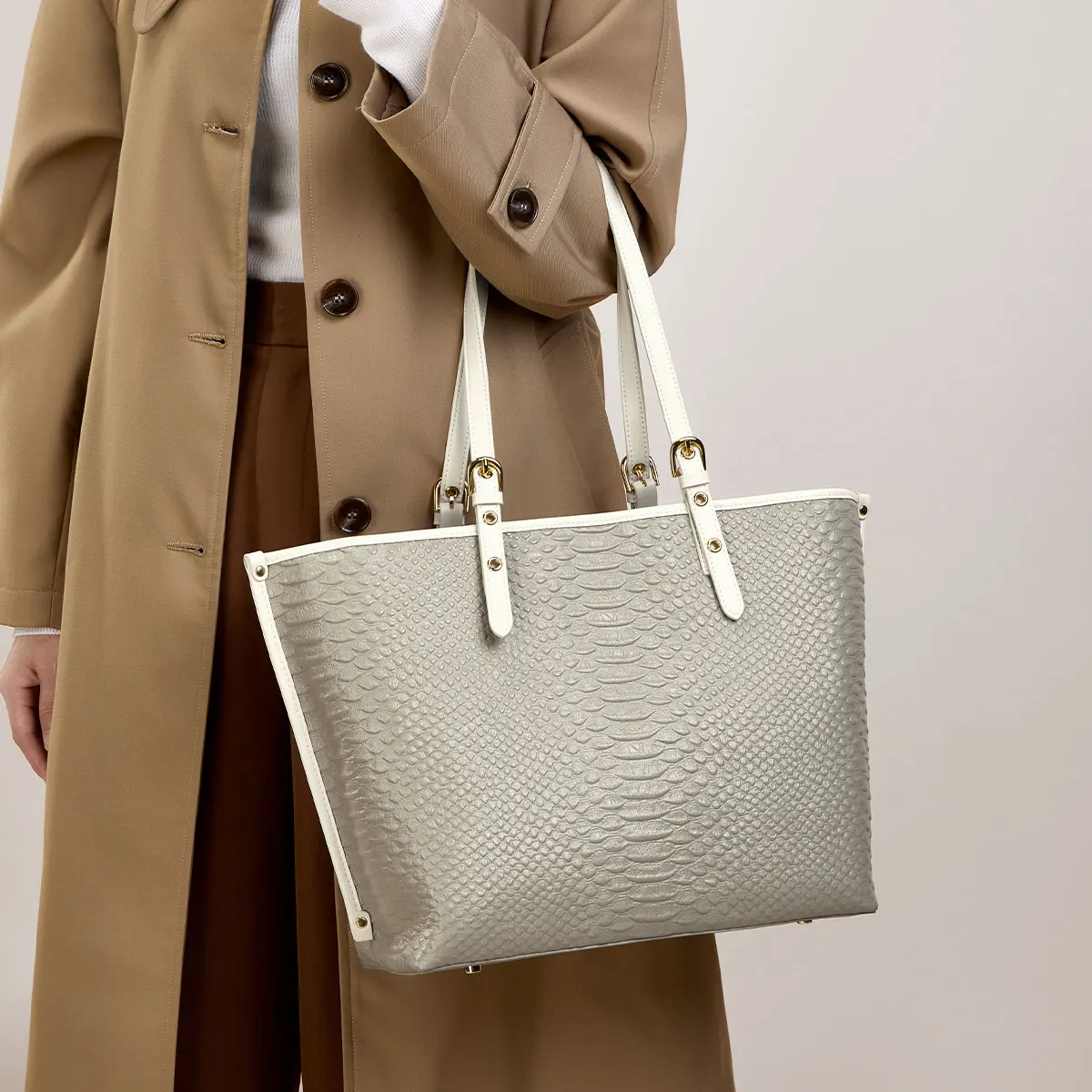 

ZOOLER New Genuine Leather Women Shoulder Bag First LayerTote Original Design Serpentine Pattern Large Handbag Solid Big#BY213