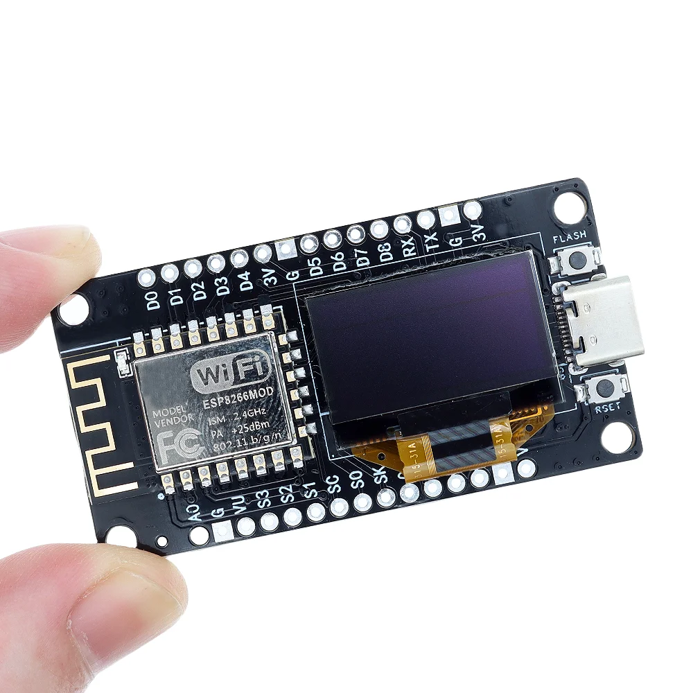 Фото Плата разработки NodeMCU ESP8266 V3 с 0,96-дюймовым OLED-дисплеем, модулем Wi-Fi CH340 ESP-12F, USB Type-C для IDE Micropython №4
