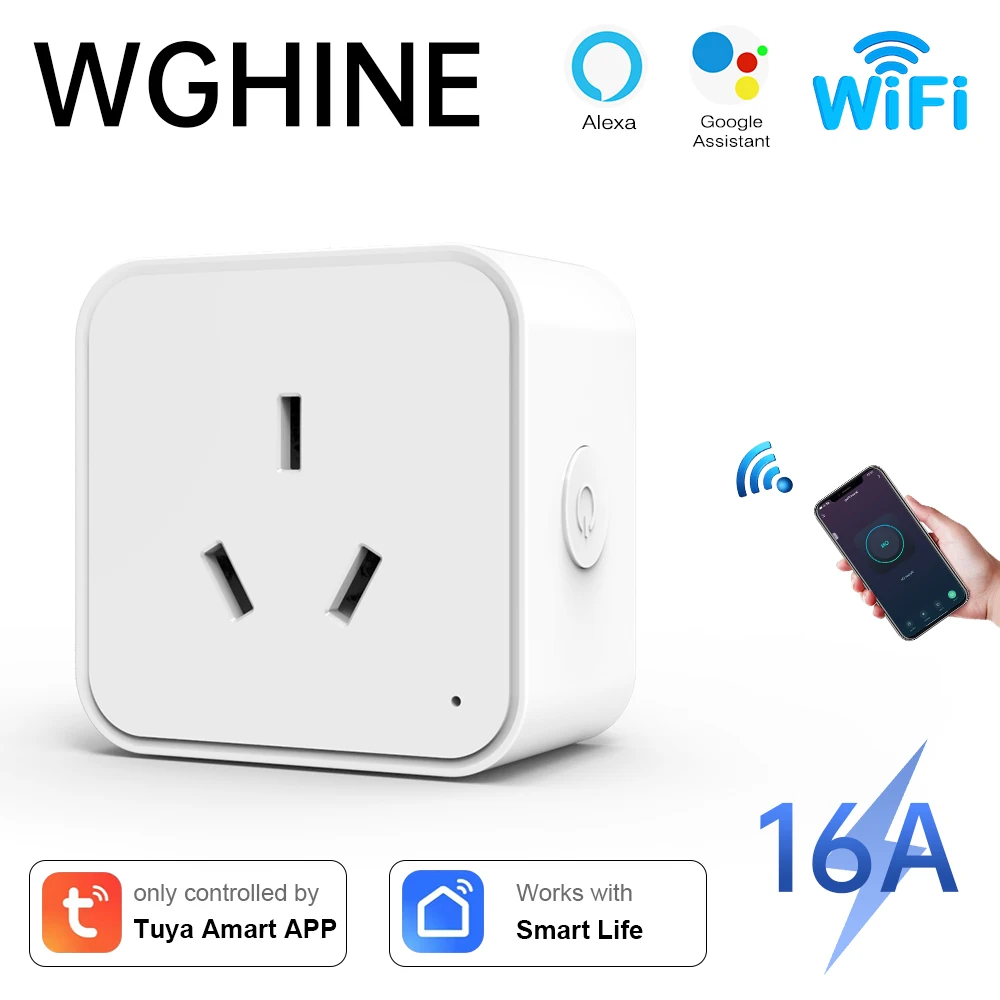 

WGHINE Tuya WiFi smart socket AU plug adapter smart life application wireless control timing function