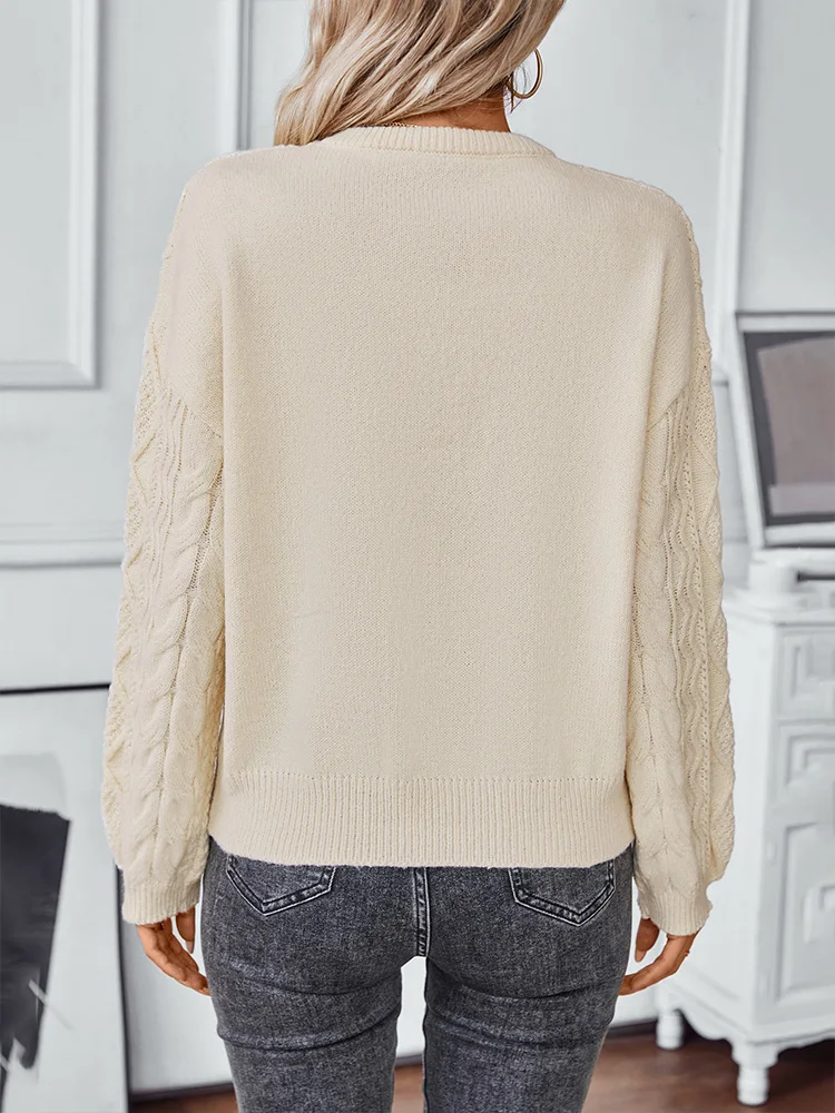 Miyouj осенне-зимний повседневный женский вязаный пуловер с круглым вырезом 2024