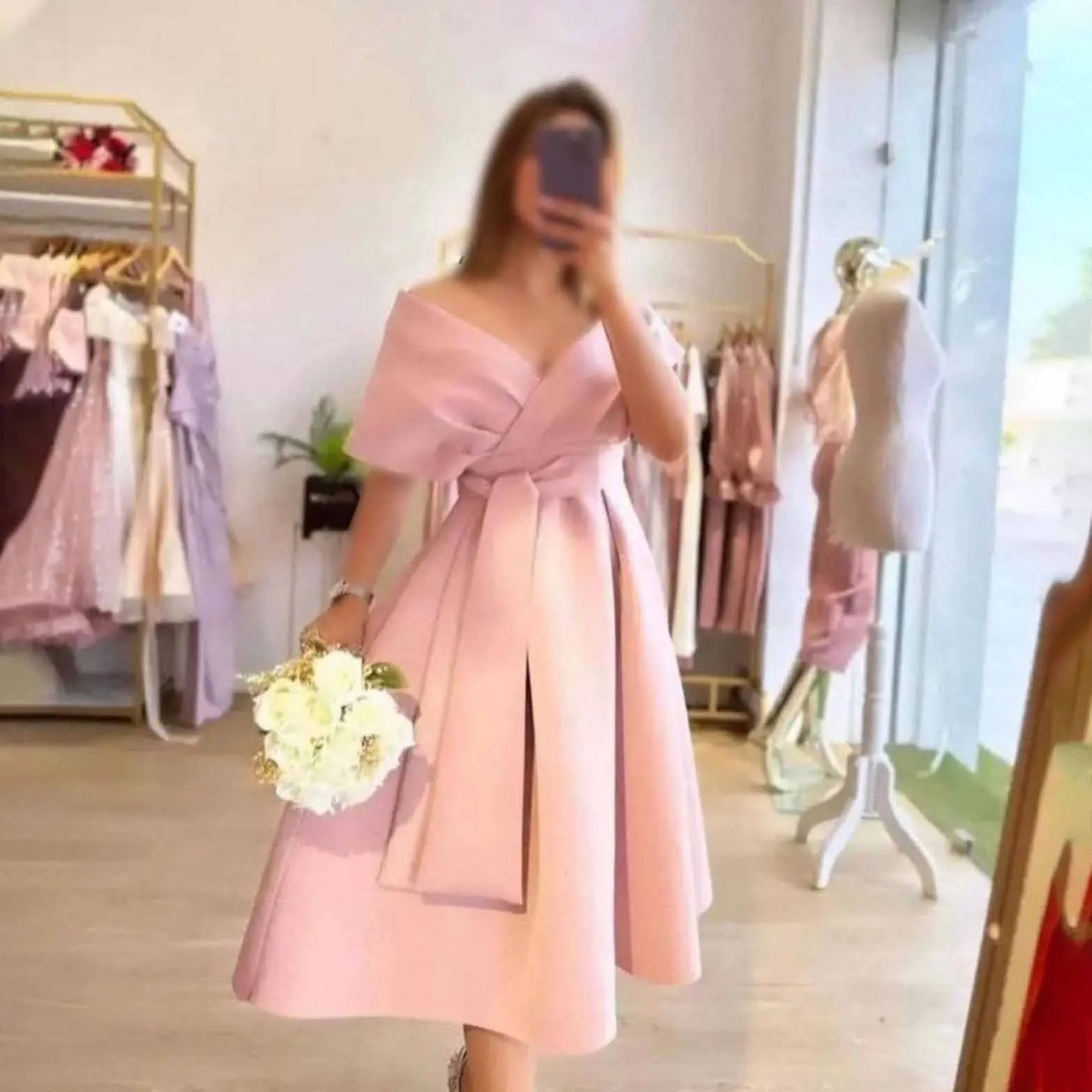 

Роскошные деловые вечерние платья ooled с V-образным вырезом, а-силуэт, плиссированные, с коротким рукавом, فساسس, элегантные женские Платья До Колена Для выпускного вечера