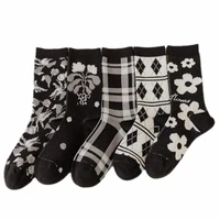 3 pairs kawaii print fashion winter socks women soft cotton socks long foot warmers korean style lady happy streetwear socken
