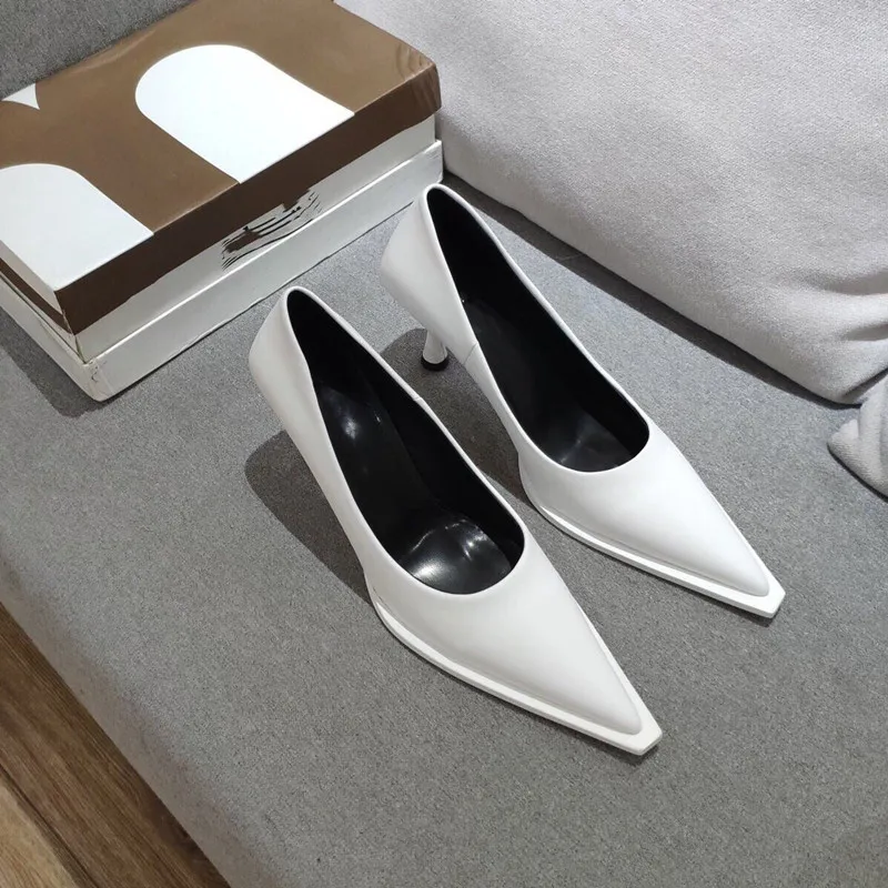 

2022 spring new white and black sexy high-heeled shoes women's stiletto pointed toe shallow high-heeled shoes