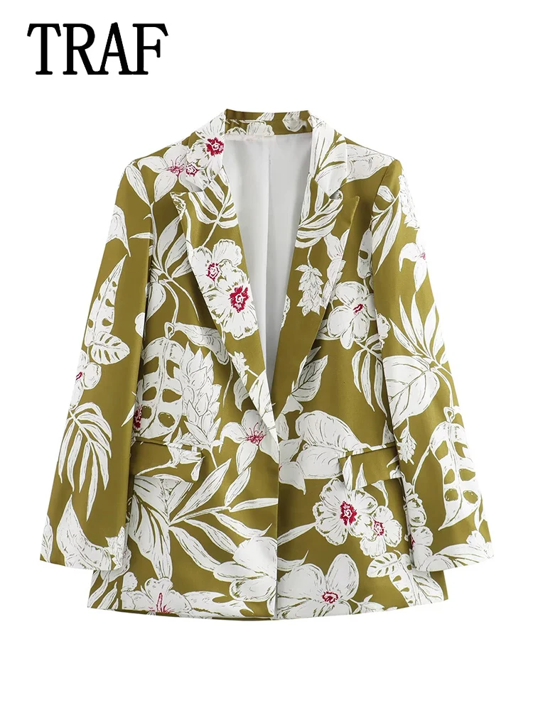 Костюм-двойка женский из блейзера и брюк с принтом