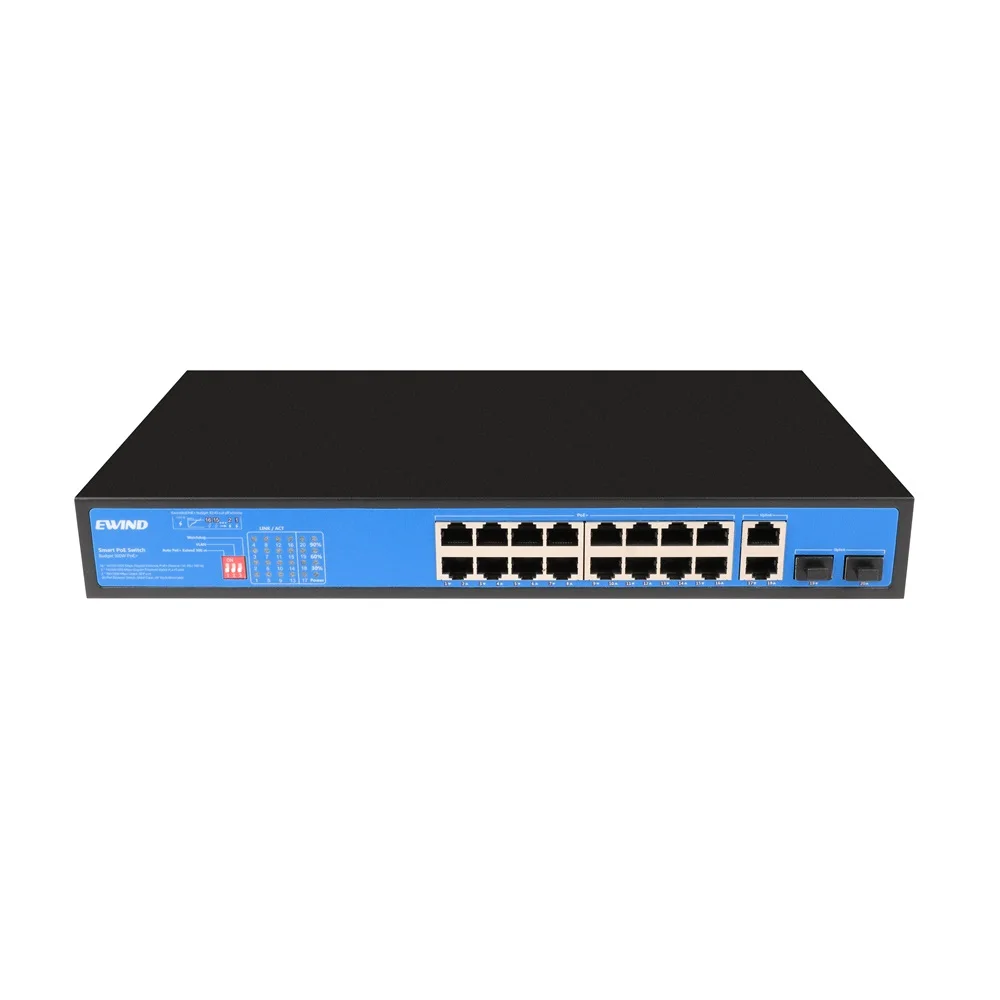 Full Gigabit POE Switch 16 Ports 10/100/1000M Ethernet Switch with 2 Gigabit Fibra RJ45 Port and 2*1000M SFP Slot Network Switch