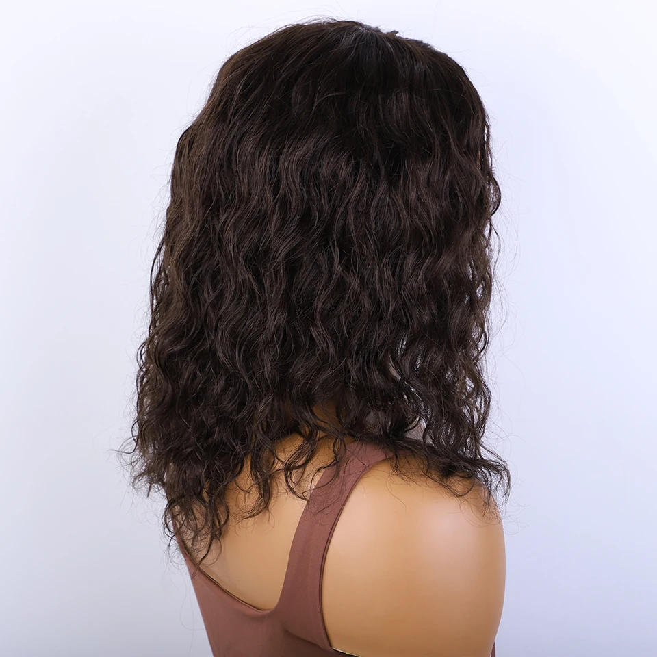 Кудрявый парик с челкой без клея Боб медовые кудрявые парики человеческие волосы
