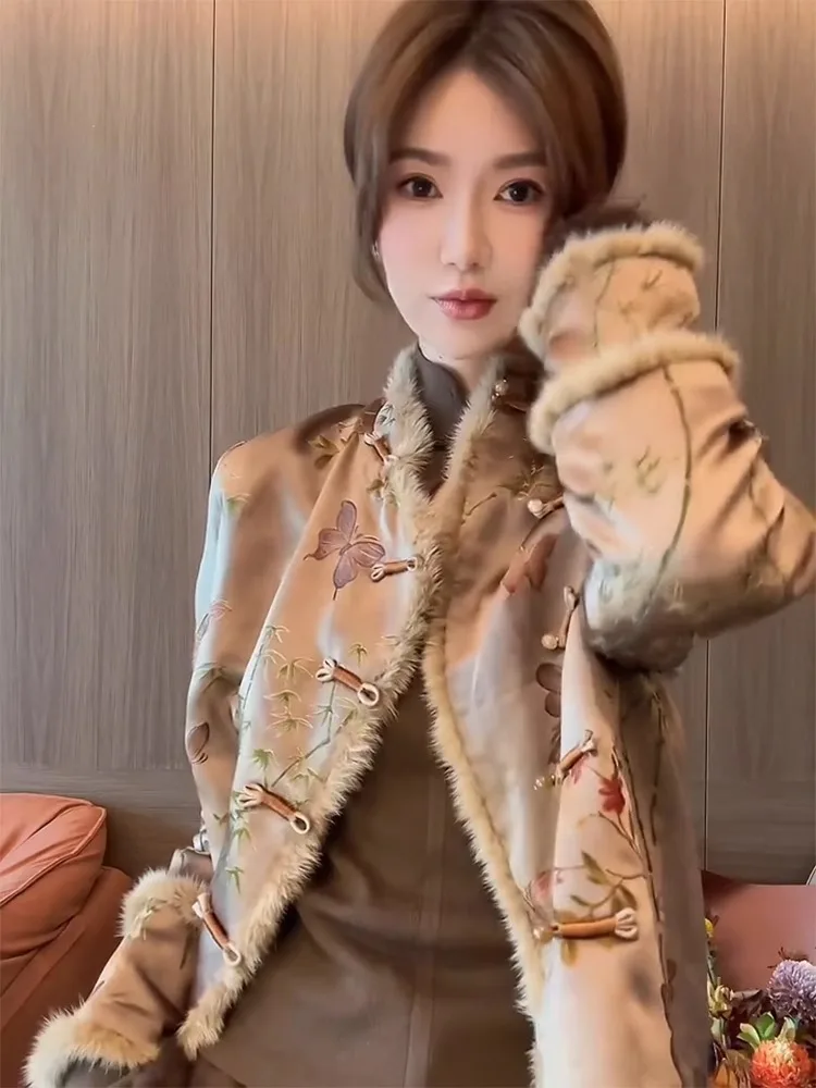 Зимняя одежда Новая китайская куртка на хлопковой подкладке Женская