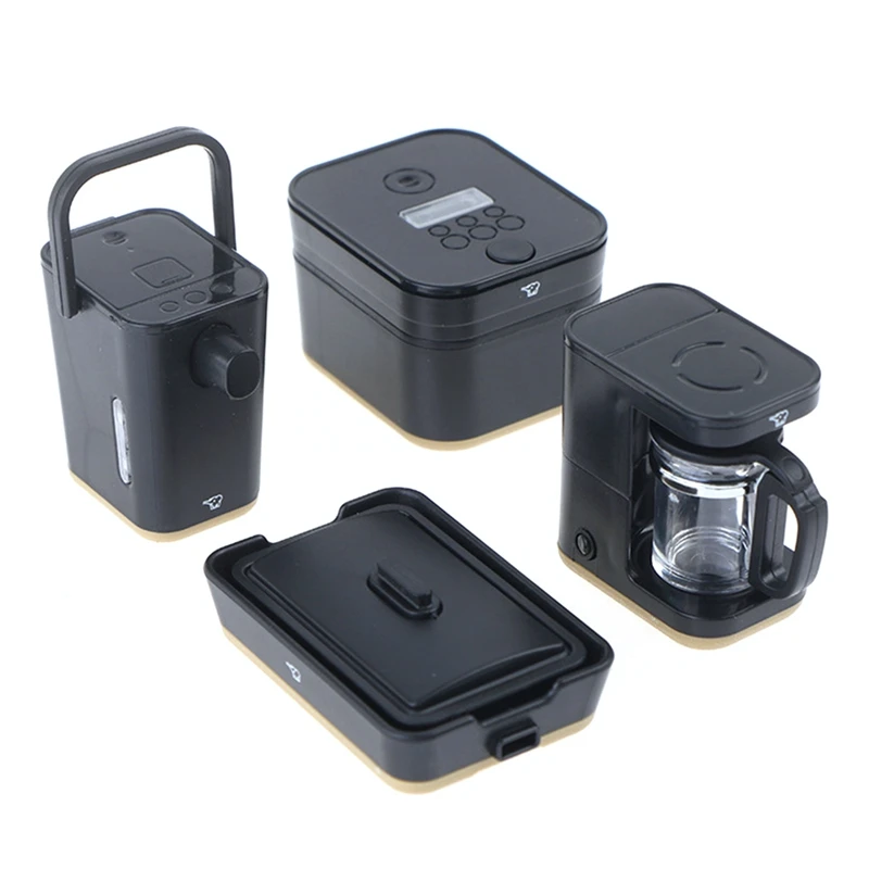 

1/12 миниатюрная рисоварка для кукольного домика, кофейная машина, чайник, набор электрической противни для кукольного домика, Кухонные Игру...