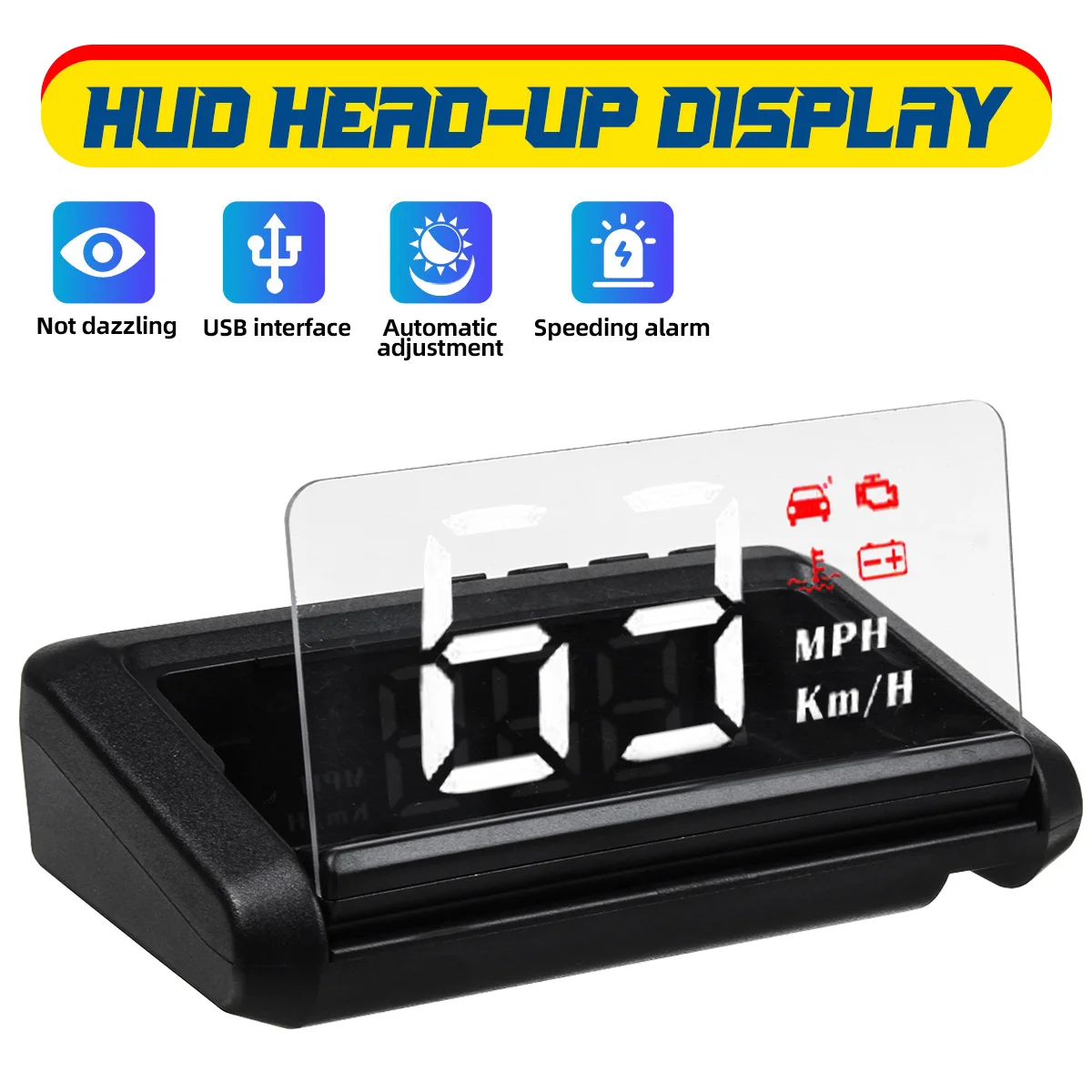 

IMARS Car Head Up HD Display Digital Speed Projector Security Alarm Updated Version Oil Temp Speedometer Overspeed Warning