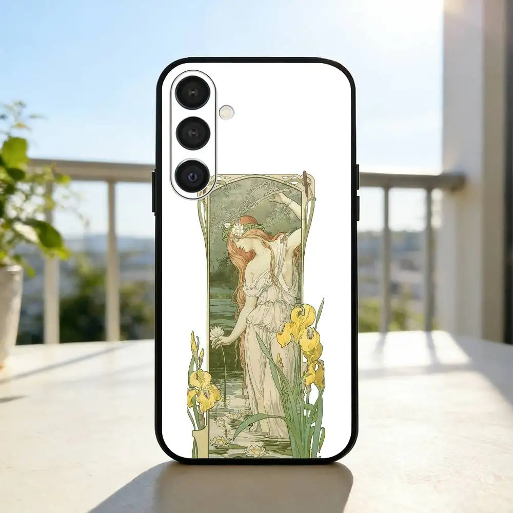 Фото Чехол для телефона ART A-Alphonse M-Mucha для Samsung A73,72,71,53,52,51,22,91,80, мягкий черный чехол №3