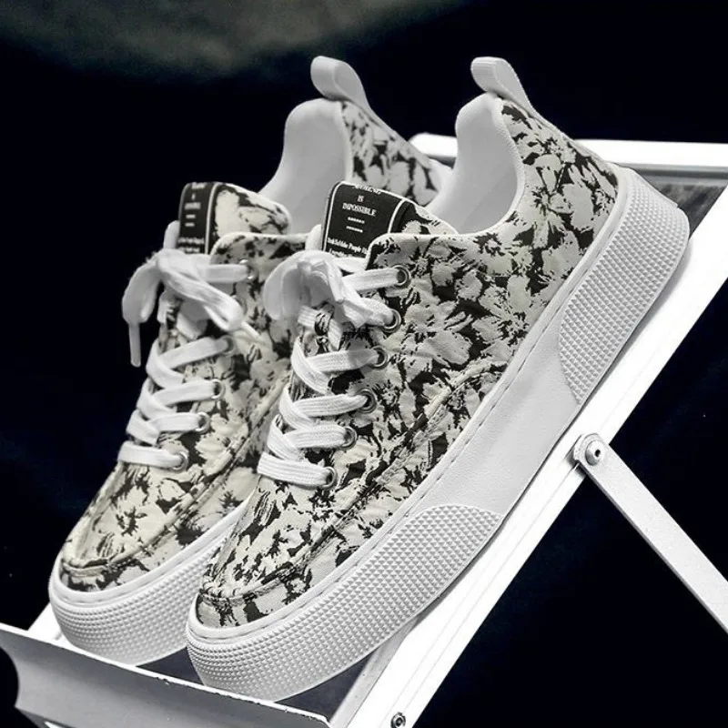 Мужские повседневные ботинки коричневые парусиновые с изображением льда