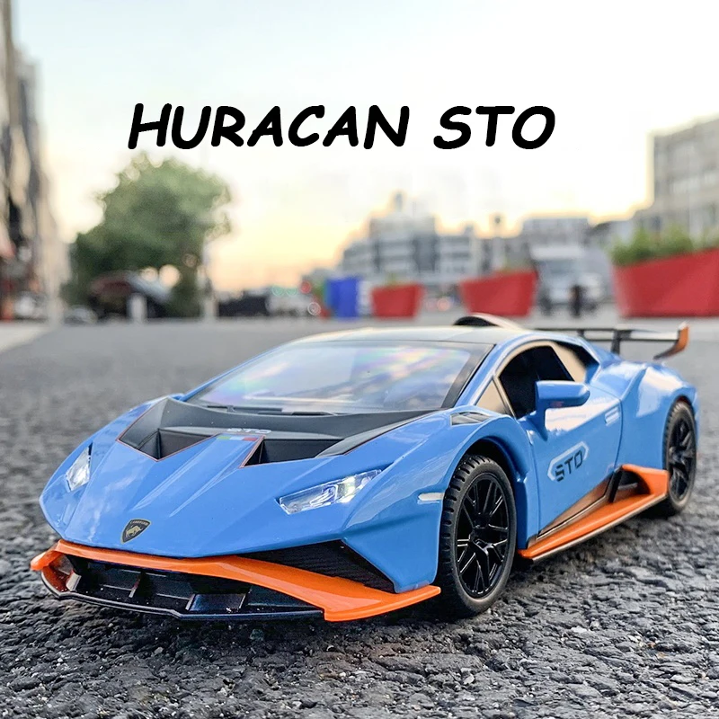 

1/24 Lambor Huracan STO Alloy Diecast Toy Sports Car Model Sound Pull Back Metal Vehicle Fine Workmanship For Children Gifts