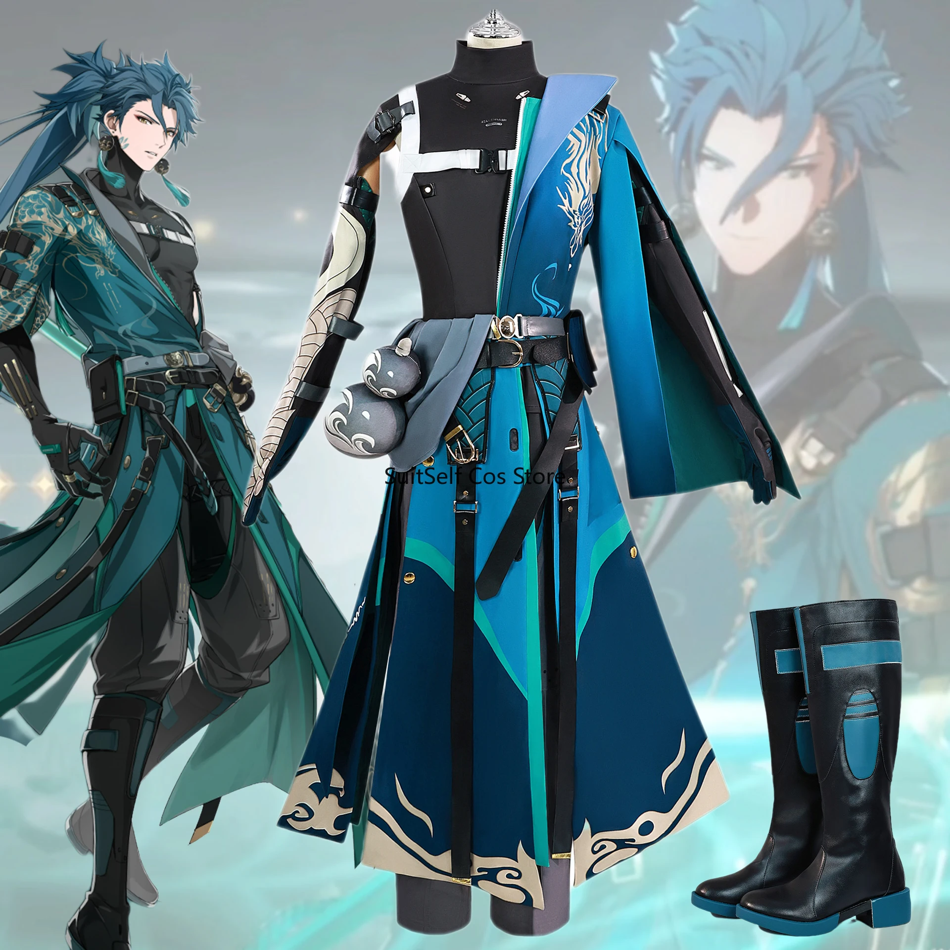 Jiyan Cosplay Game Wuthering Waves Costume Uniform Wig Shoes Suits Halloween Carnival Paty Outfits Men