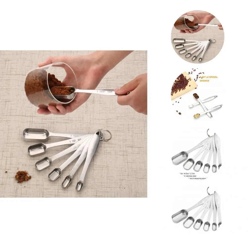 

Modern Measuring Spoons Anti-wear Smooth Surface Measuring Teaspoons Measuring Coffee Spoons 6Pcs/Set