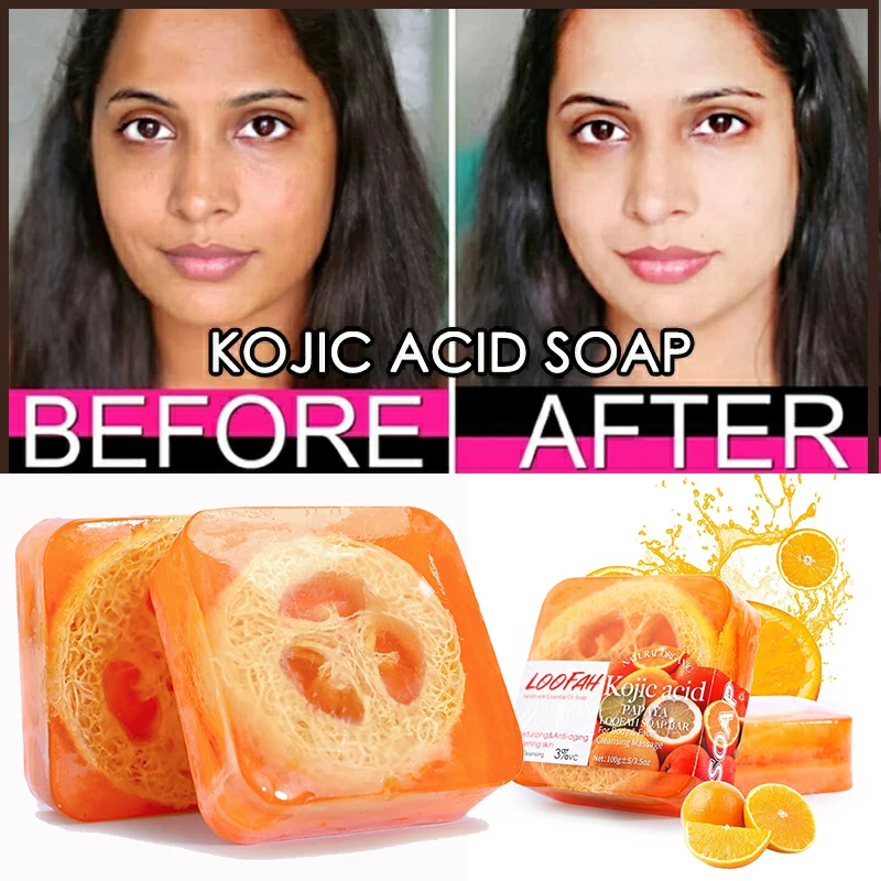 

100g Handmade Soap Kojic Acid Whitening Soap Face Body Cleaning Soap Brighten Skin Remove Dullness Moisture Essential Oil Soap
