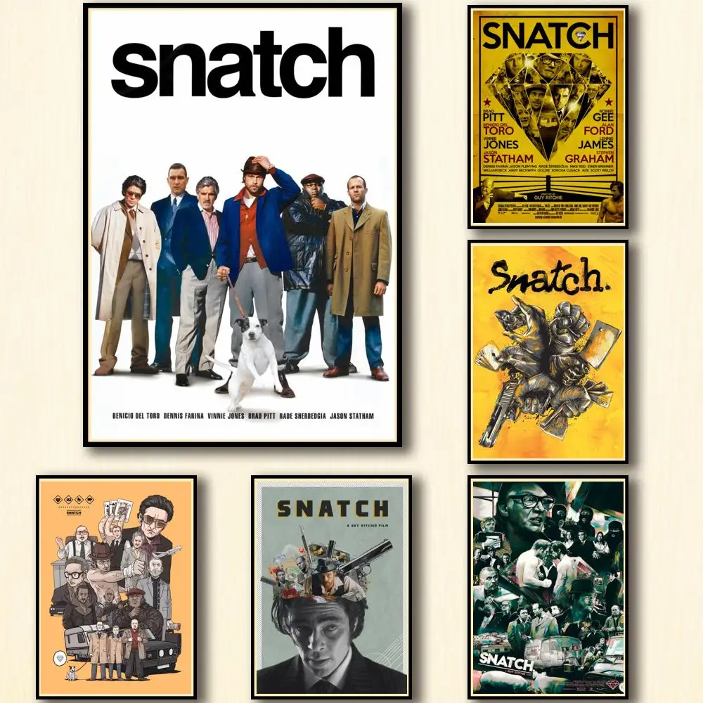 

9 Designs Brad Pitt Movie Snatch Whitepaper Poster Alternative Artwork Decal Fancy Wall Sticker for Coffee House Bar