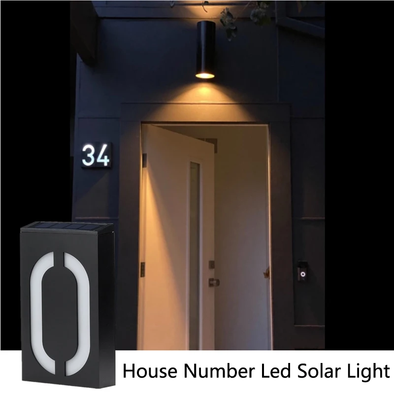 

Светодиодный светильник на солнечной батарее с номером дома, наружная садовая водонепроницаемая лампа с солнечной панелью и аккумулятором