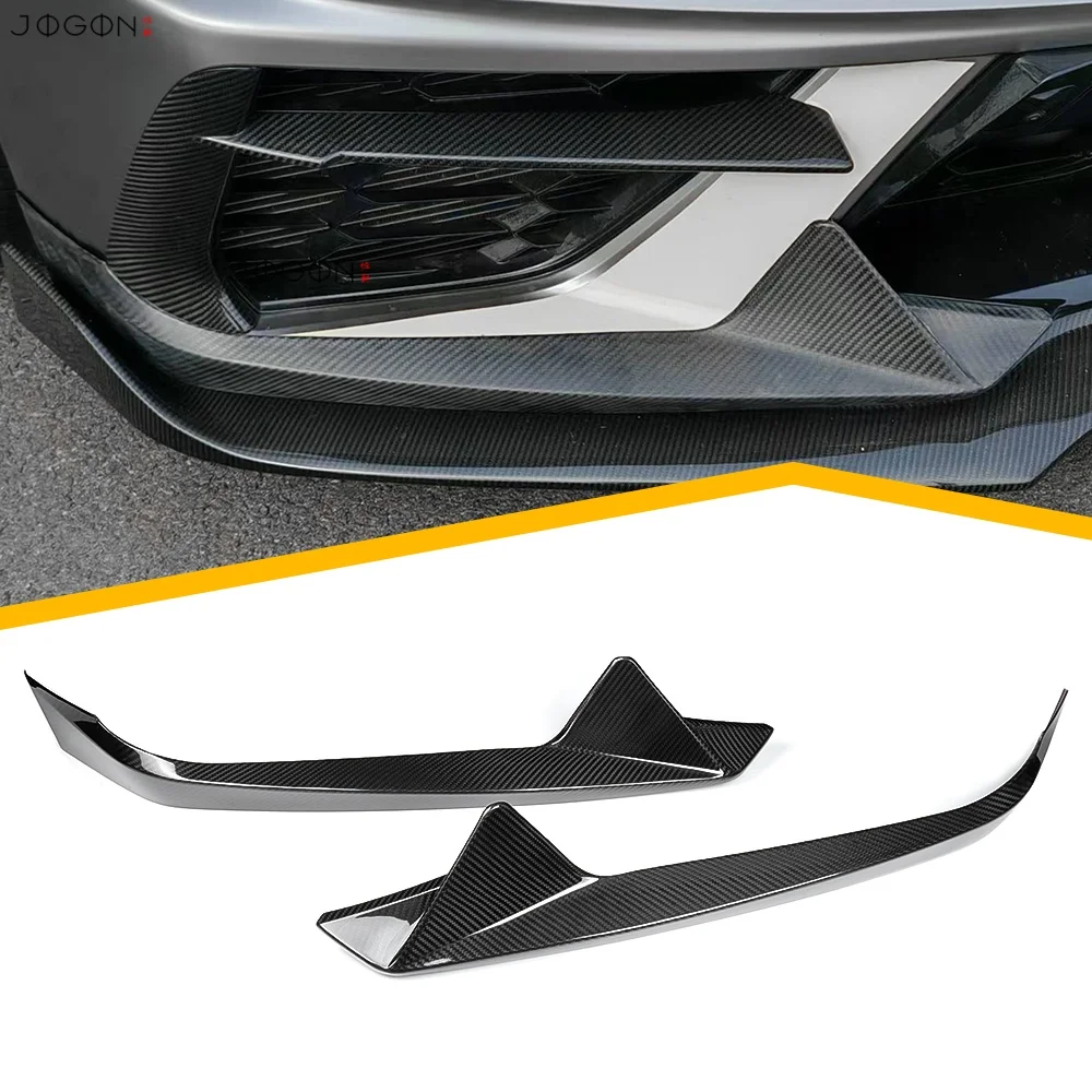 Фото Для Chevrolet Corvette C8 Stingray Coupe Convertible Z51 2020-2026: Накладка-сплиттер на передний бампер из настоящего карбона, элемент стайлинга автомобиля №1