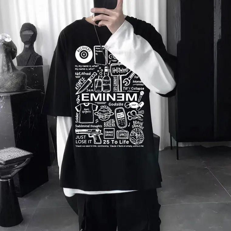 

Rapper Eminem Slim Shady Graphic T-shirts Man Oversized Hip Hop Streetwear Men's Fashion Vintage T Shirt Men Women Gothic Tees