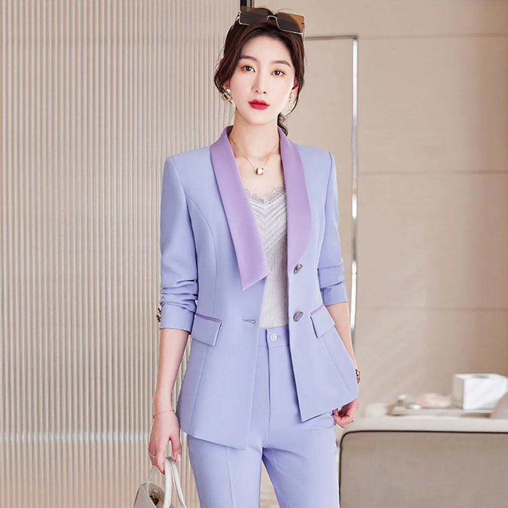 

Fashion Style Formal Long Sleeve Professional Women Business Suits Jackets With Pants Coat OL Workwear Blazers Trousers Chic Set