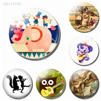 fridge magnet 30 mm glass dome animal band music party cartoon monkey owl elephant squirrel cat magnetic refrigerator stickers