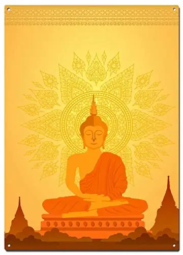 

Buddha Thailand Travel Metal Tin Signs, Buddha Plates Poster, Decorative Signs Wall Art Home Decor