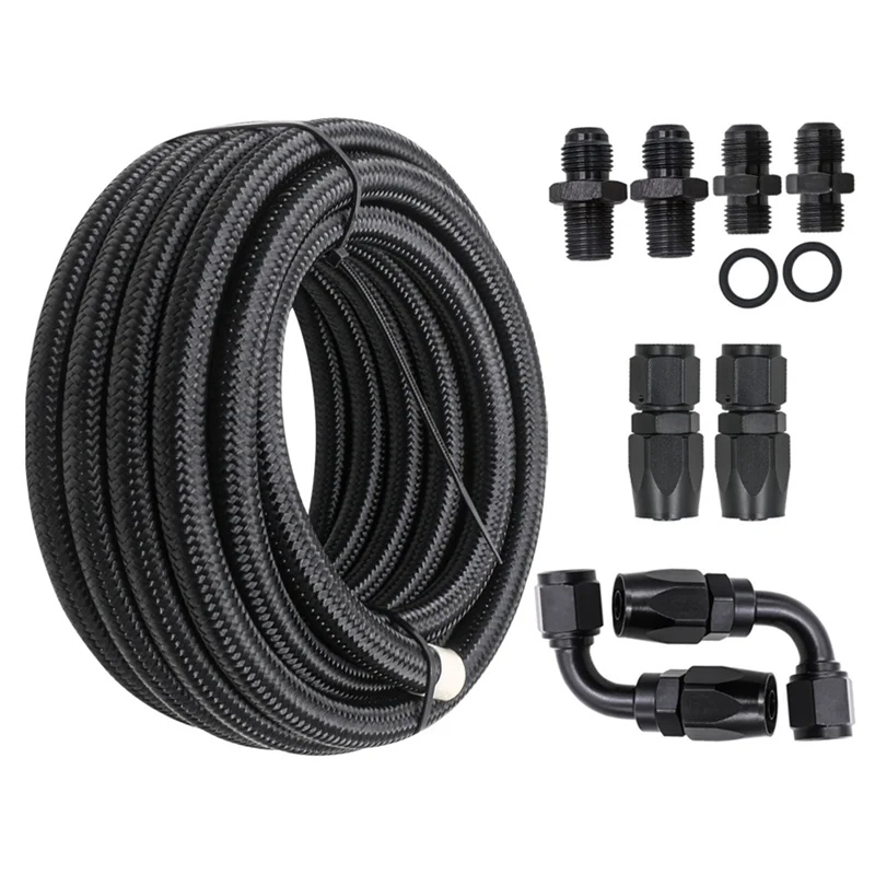 

For 4L60E 4L65E Automatic Transmission Cooler Line Kit Black 6AN Fuel Line Hose Kit Aluminum Alloy