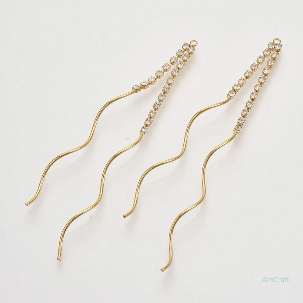 

1-2pcs Brass Tassel Big Pendants with Clear Cubic Zirconia Nickel Fre Nickel Free Real 18K Gold Plated 81~84x4x2mm Hole: 1.5mm