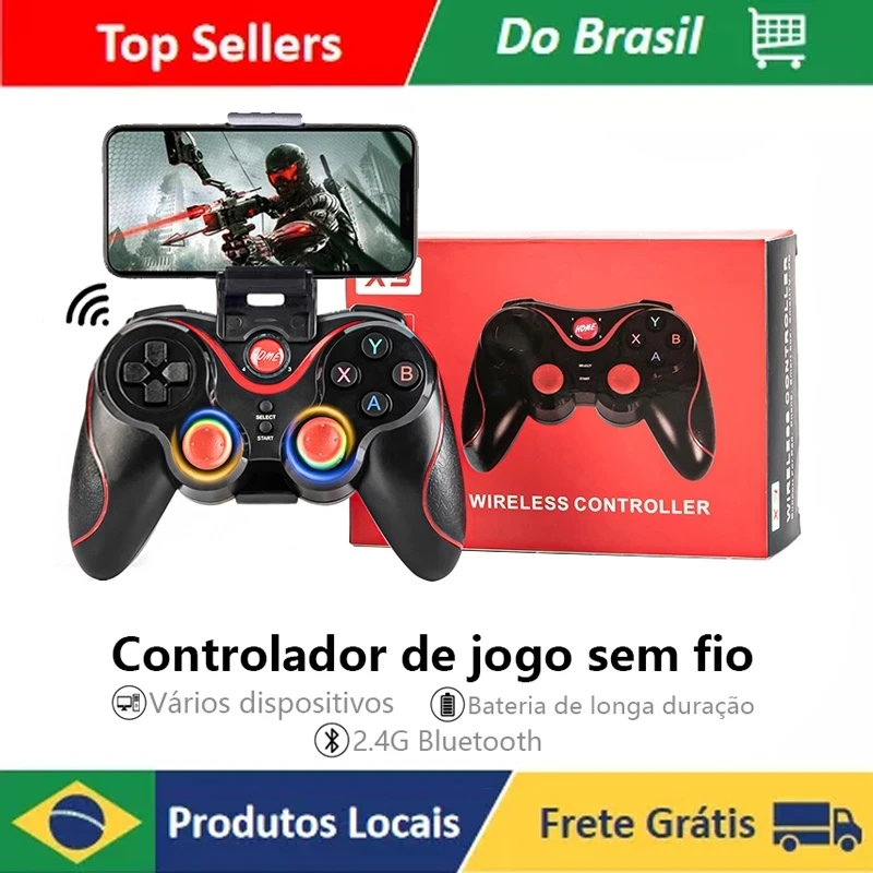 

X3 Controlador de Jogo Sem fio bluetooth para pc telefone celular caixa de tv computador tablet joystick gamepad joypad titular