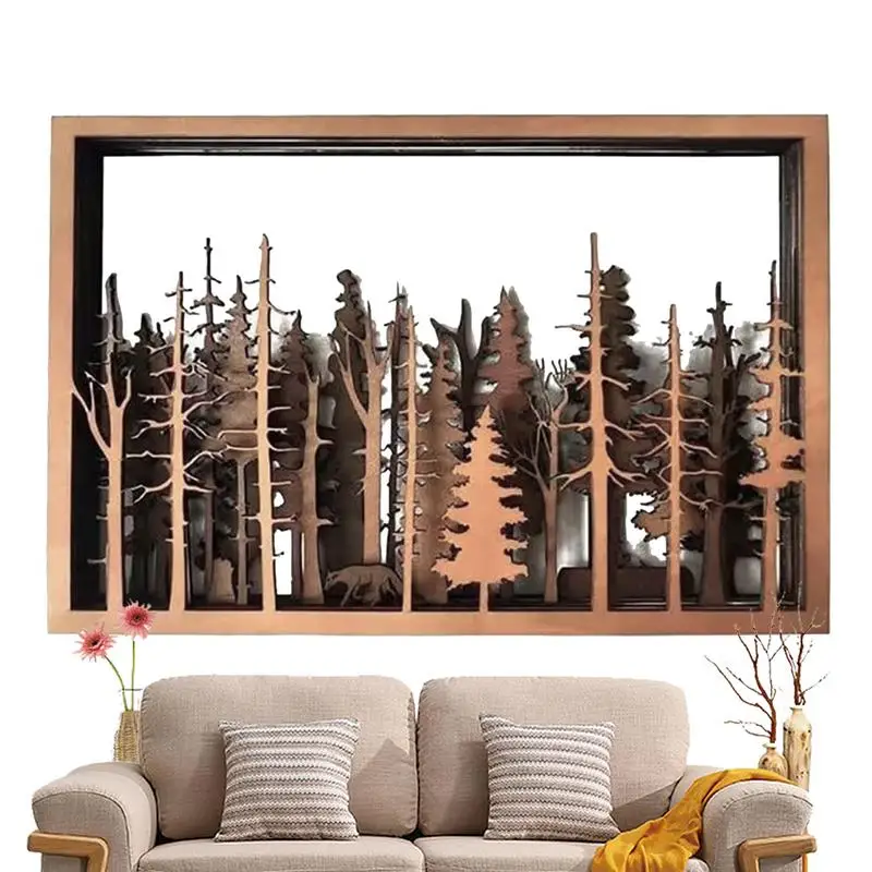 

Woodland Wall Art Wildlife Forest Trees Landscape Painting Framed Wall Art Tree Wall Decor Natural Wood Art Prints Wall