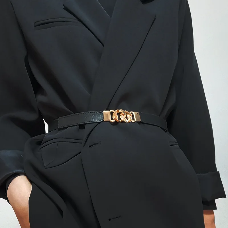 Elastic Women's Belt Female Korean Fashion Multi-ring Buckle Waistband Brown White Thin Cummerbunds Dress Shirt Belts For Women