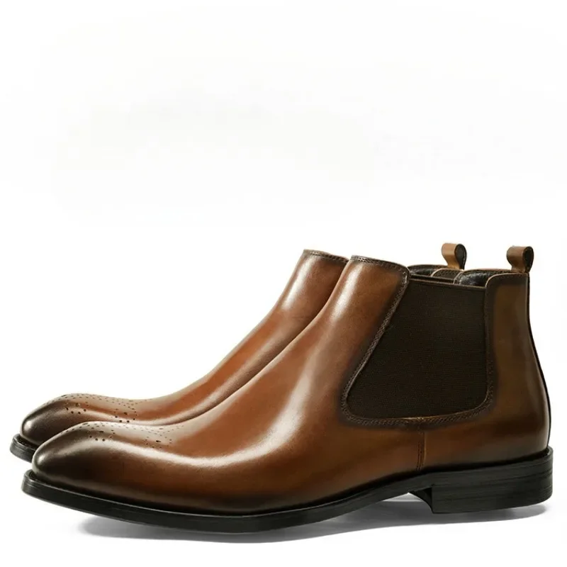 Винтажные мужские ботинки челси из натуральной кожи качественные удобные