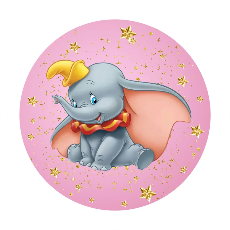 

Disney Dumbo Circle Background Baby Elephant Birthday Party Decoration Banner Round Photography Backdrop Photo Studio Photocall